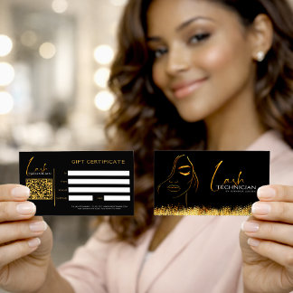 Glamourous Black & Gold Lash Tech  Gift Certificat