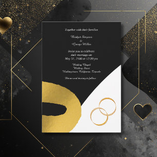 glamourous black gold wedding decor invitation    