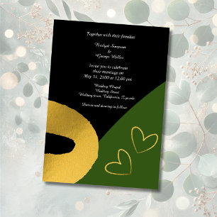 glamourous black gold wedding decor invitation    