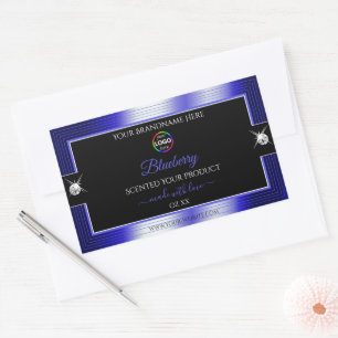 Glamourous Black Shiny Blue with Logo Product Labe Sticker