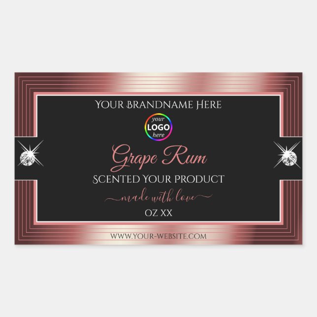 Glamourous Black Shiny Wine Red Logo Product Label (Front)