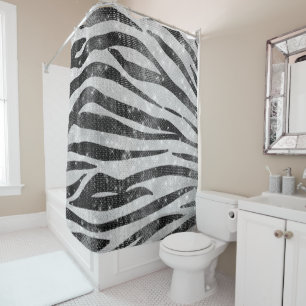 Glamourous Black White Sparkly Glitter Zebra Strip