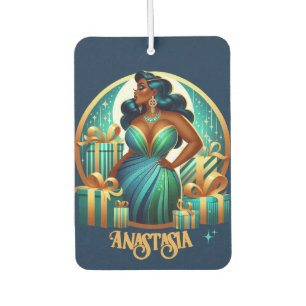 Glamourous Black Woman Festive Stylish Christmas Air Freshener