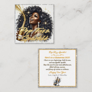  Glamourous Black Woman Popping Champagne  Card