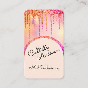 Glamourous Bling Iridescent Glitter Drips Nail Tec Business Card