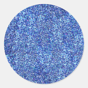 Glamourous Blue Glitter Blank Template Classic Classic Round Sticker
