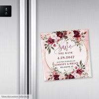 Glamourous Boho Burgundy Blush Gold Save the Date 