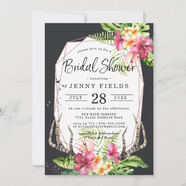Glamourous Boho Tropical Deer Antler Bridal Shower (Front)