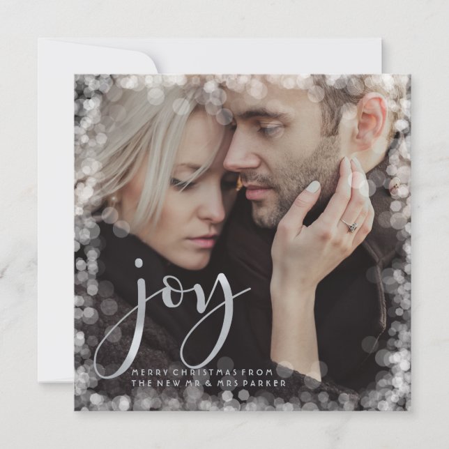 Glamourous Bokeh | Christmas Joy with Photo Holiday Card (Front)