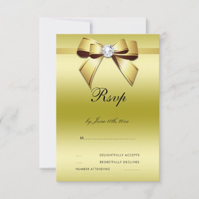 Glamourous Bow & Ribbon RSVP Card (Front)