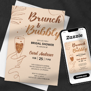 Glamourous Brunch & Bubbly Bridal Shower Invitation