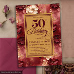 Glamourous burgundy blush gold roses 50th birthday invitation<br><div class="desc">✅ For matching items search 26-50 in my collections ✅ Celebrate a milestone in style with this luxury 50th birthday invitation featuring burgundy, blush, maroon, and deep red roses accented with elegant gold leaves. The boho floral watercolor design combines romantic blush tones with rich marsala and merlot hues, making it...</div>