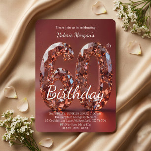 Glamourous Burgundy Red Diamond 60th Birthday Invitation