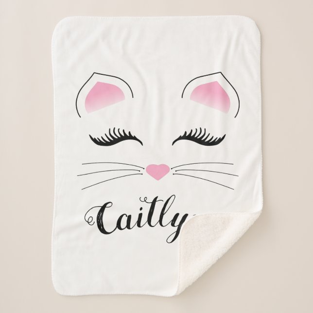 Glamourous Cat Face Sherpa Blanket (Front)