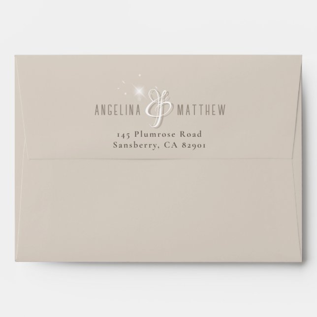 Glamourous Champagne Glitter Luxury Wedding  Envelope (Back (Top Flap))