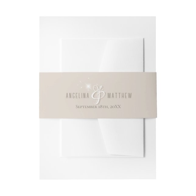 Glamourous Champagne Glitter Luxury Wedding Invitation Belly Band (Front Example)