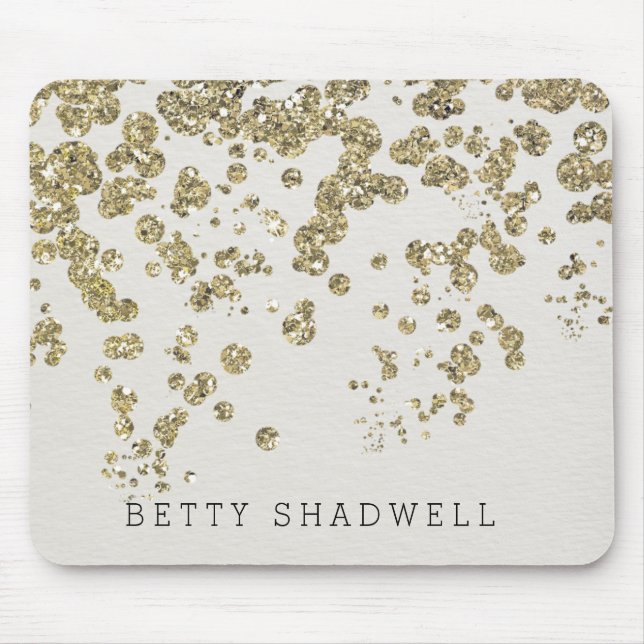 Glamourous Champagne Gold Confetti on Ivory Mouse Pad (Front)