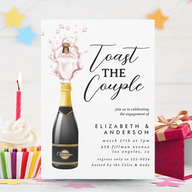 Glamourous Champagne Toast Engagement Party Invitation (Creator Uploaded)