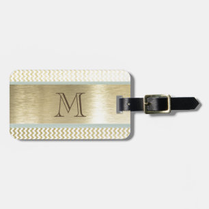 Glamourous chevron gold monogram luggage tag