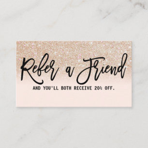 Glamourous Chic Gold Glitter Pink Modern Referral Card