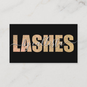 Glamourous Chic Gold Glitter Typography Lash Artis Business Card