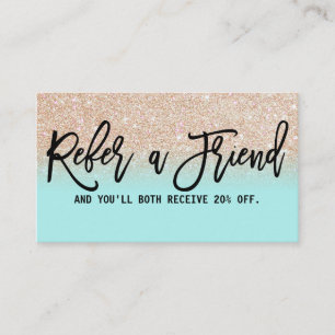 Glamourous Chic Mint Gold Glitter Modern Referral Card