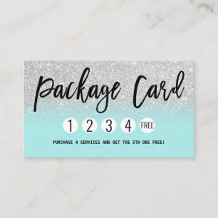 Glamourous Chic Mint Silver Glitter Modern Loyalty Card