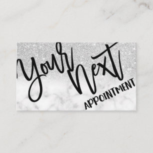 Glamourous Chic Modern Silver Glitter Marble Appointment Card