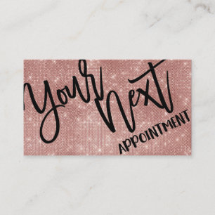 Glamourous Chic Rose Gold Glitter Sequins Modern Appointment Card