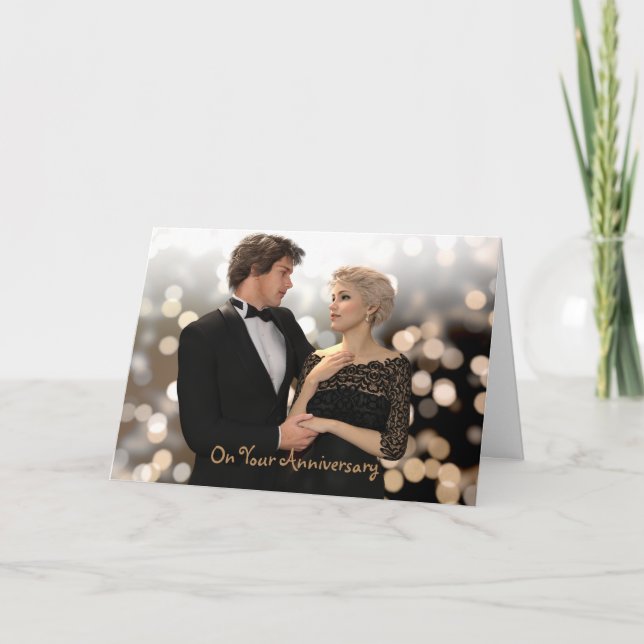 Glamourous Couple with Twinkling Bokeh Card (Front)
