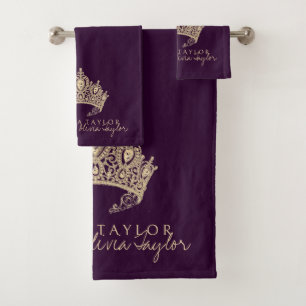Glamourous Crimson Gold Personalized bath towel