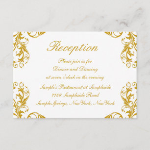 Glamourous Damask Wedding Reception Card