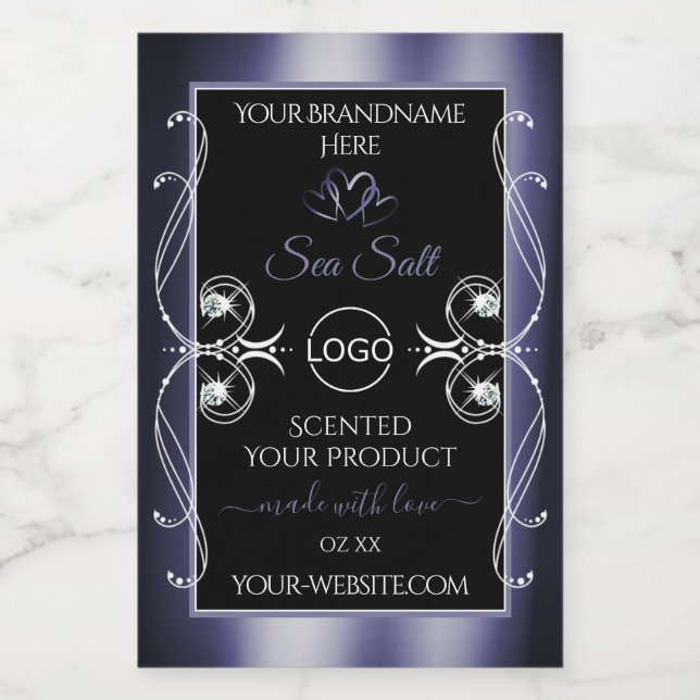 Glamourous Diamonds Black Blue Product Labels Logo (Single Label)