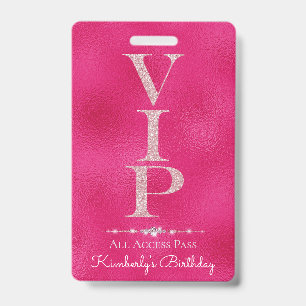 Glamourous Diamonds Pink Glitter VIP Loyalty Badge
