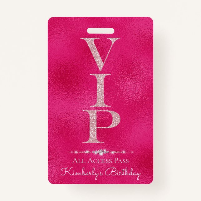 Glamourous Diamonds Pink Glitter VIP Loyalty Badge (Front)