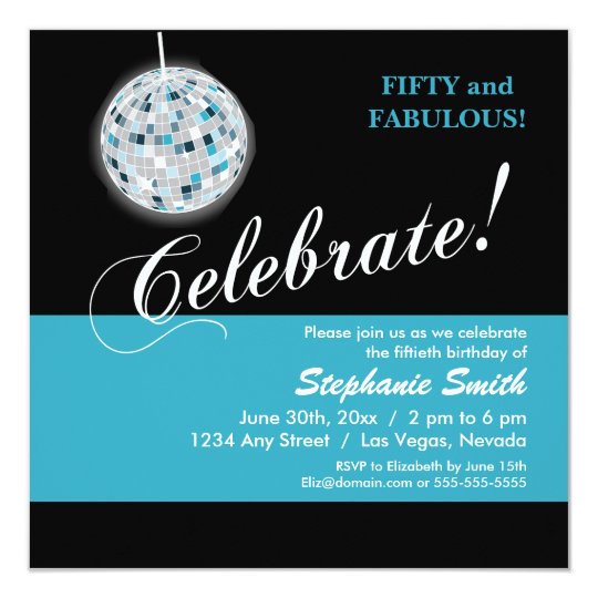 Glamourous Disco Ball 50th Birthday Party Card