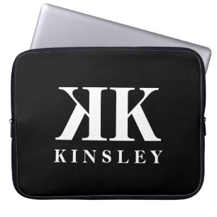 Glamourous double monogram name initial design laptop sleeve
