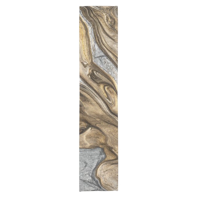 Glamourous Earthy Marble Swirl Pattern Short Table Runner (Front)