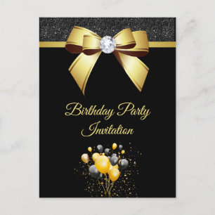 Glamourous Elegance Birthday Party Invitation Postcard