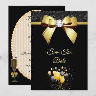 Glamourous Elegance Birthday Party Save The Date