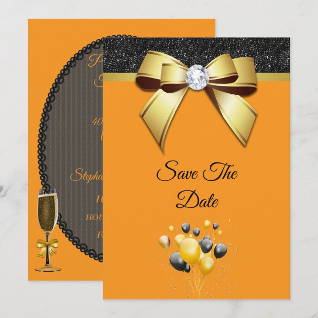 Glamourous Elegance Birthday Party Save The Date (Front/Back)