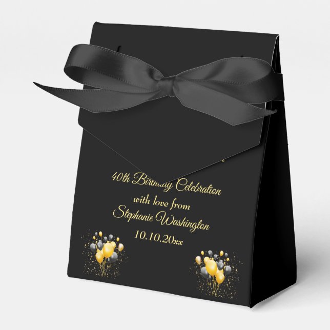 Glamourous Elegance Birthday Thank You Favor Box (Front Side)