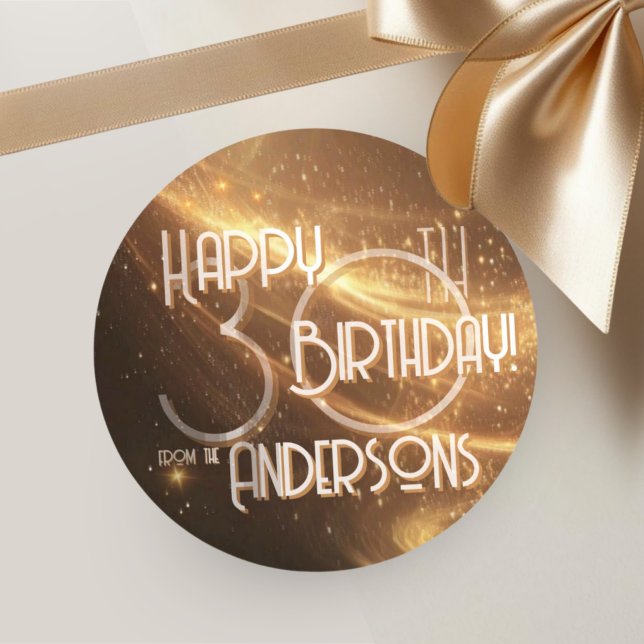 Glamourous Elegant Font Champagne Colour Birthday Classic Round Sticker (Creator Uploaded)