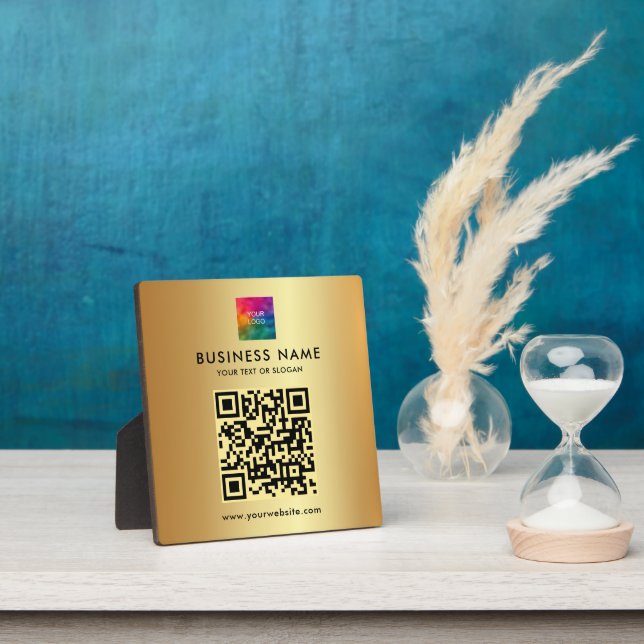 Glamourous Elegant Modern Custom Text Logo QR Code Plaque (Insitu)