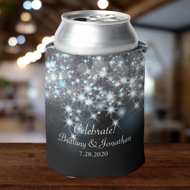 Glamourous Elegant Wedding Glitter Sparkle Lights Can Cooler (Creator Uploaded)