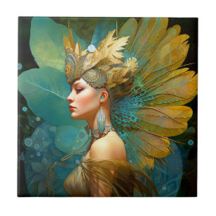 Glamourous Fairy Woman Fantasy Art Tile