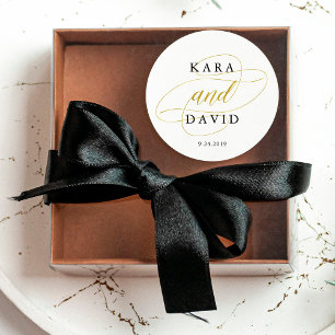 Glamourous Faux Gold Classic Wedding Classic Round Sticker