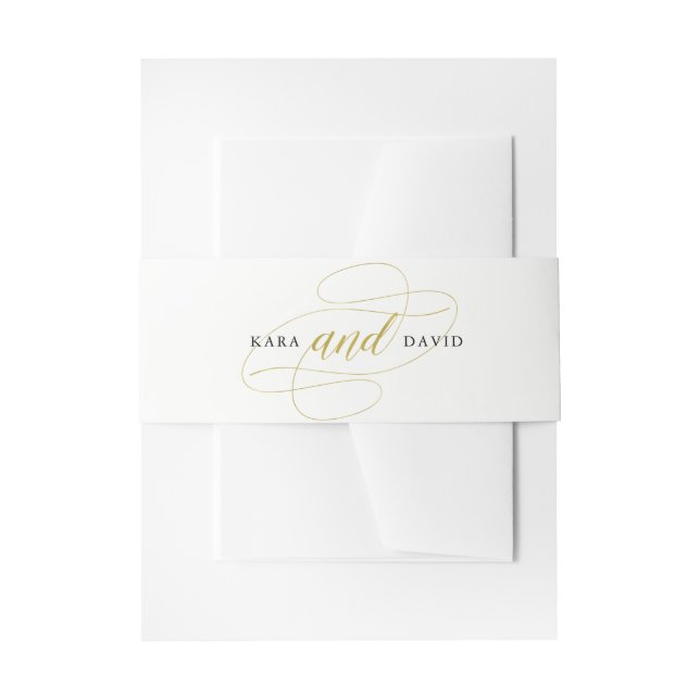 Glamourous Faux Gold Classic Wedding Invitation Belly Band (Front Example)