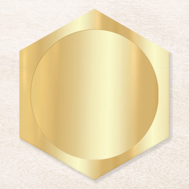 Glamourous Faux Gold Elegant Blank Template Modern Paper Coaster (Front)