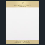 Glamourous Faux Gold Elegant Monogram Modern Plain Letterhead<br><div class="desc">Glamourous Faux Gold Elegant Monogram Modern Plain Letterhead.</div>